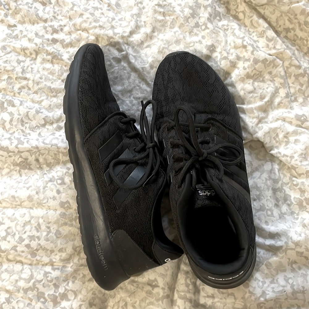 Adidas black leopard print tennis shoes sz 10